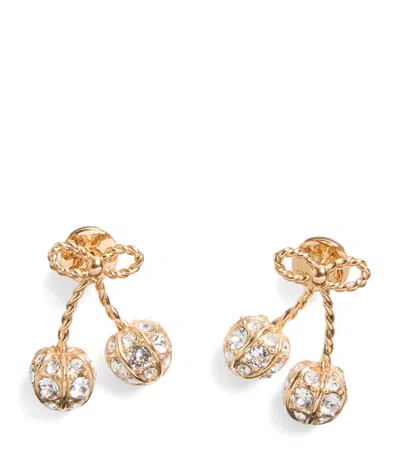 Valentino Womens Oro Crystal Cherryfic Metal And Swarovski Crystal Earrings In Gold