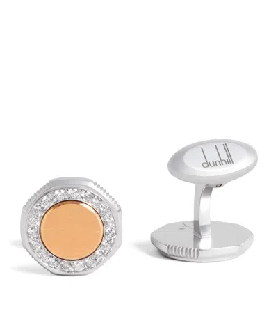 Dunhill Yellow And White Gold Duke Diamond Cufflinks In Metallic