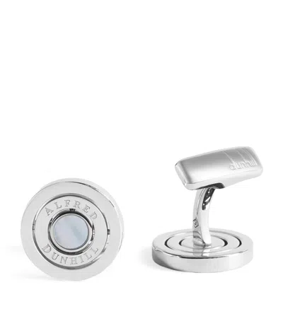 Dunhill Sterling Silver Mother Of Pearl Gyro Cufflinks In Metallic