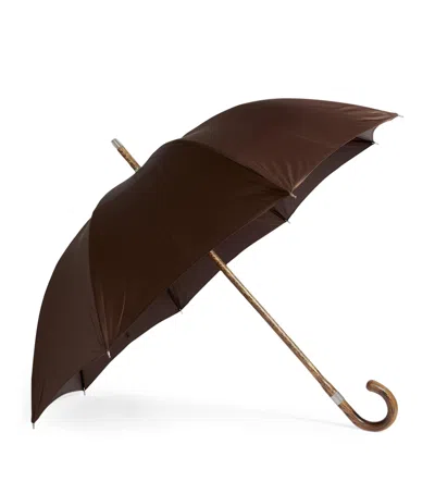 Dunhill Wooden Handle Long Umbrella In Brown
