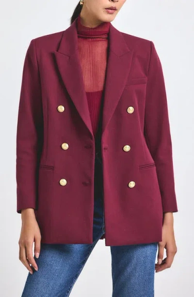 Derek Lam 10 Crosby Walter Double-breasted Cotton-blend Twill Blazer In Burgundy
