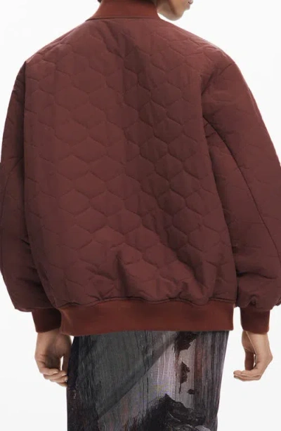 Desigual Onion Quilted Puffer Bomber Jacket In Brown