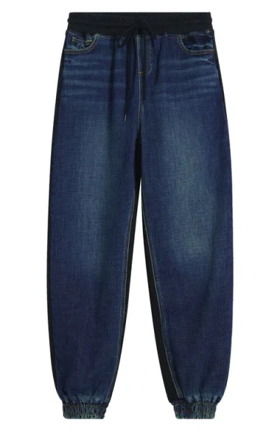 Desigual Pull-on Mixed Media Denim Joggers In Blue
