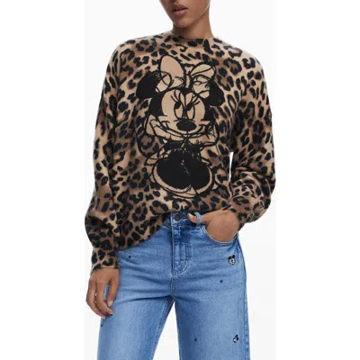 Desigual X Disney Minnie Mouse Leopard-print Sweater In Animal Print