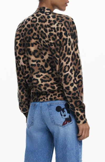 Desigual X Disney Minnie Mouse Leopard-print Sweater In Animal Print