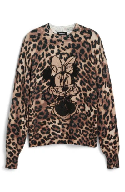 Desigual X Disney Minnie Mouse Leopard-print Sweater In Animal Print