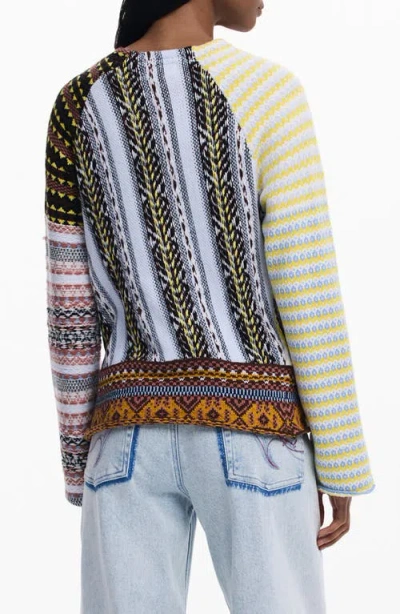 Desigual Pieced Mixed Stripe Sweater In Multi