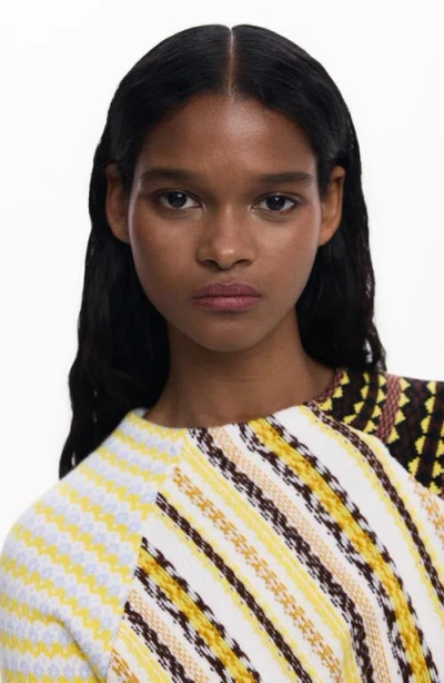 Desigual Pieced Mixed Stripe Sweater In Multi