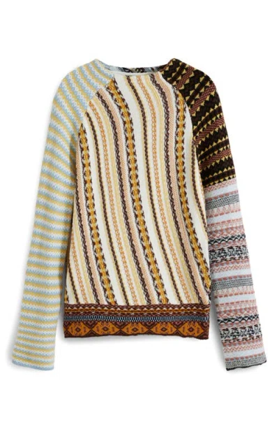 Desigual Pieced Mixed Stripe Sweater In Multi
