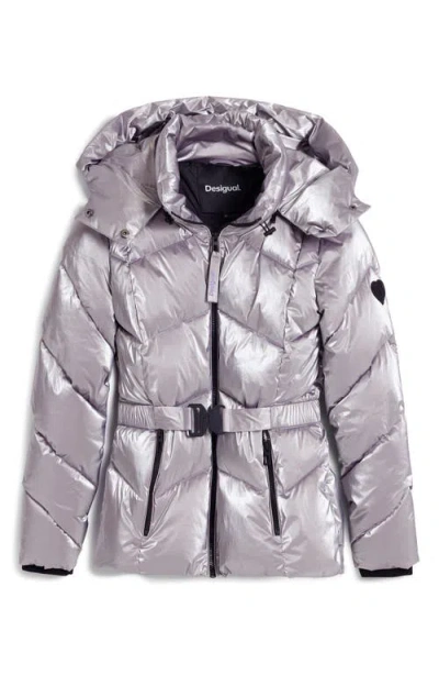 Desigual Women's Metallic Padded Jacket In Silver