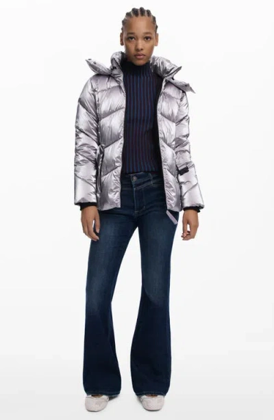 Desigual Women's Metallic Padded Jacket In Silver