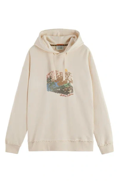 Scotch & Soda Relaxed Fit Embroidered Hoodie In Neutral