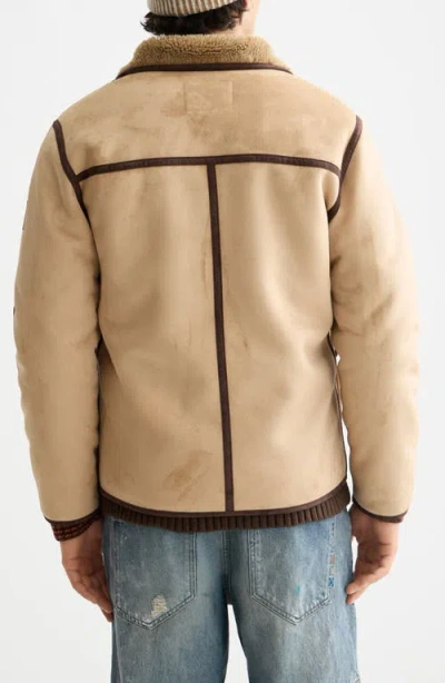 Scotch & Soda Men's Faux Shearling Full-zip Jacket With Sleeve Label In Brown
