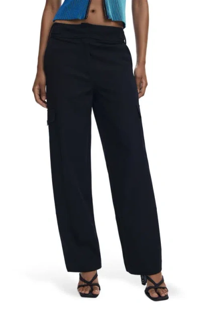 Desigual Wide Leg Cargo Pants In Black