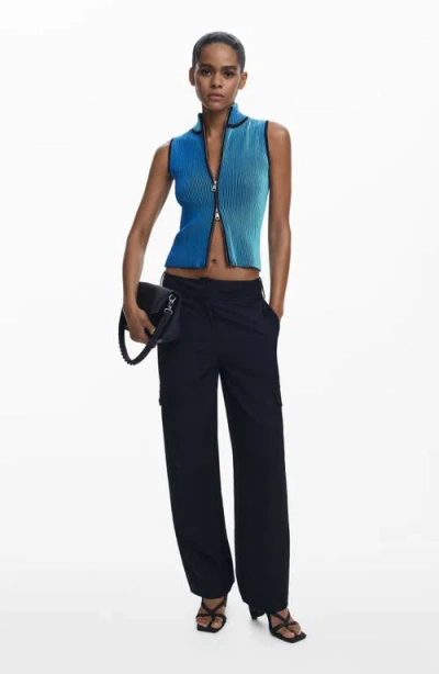 Desigual Wide Leg Cargo Pants In Black