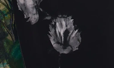 Desigual Mix Print Long Sleeve Midi Dress In Black