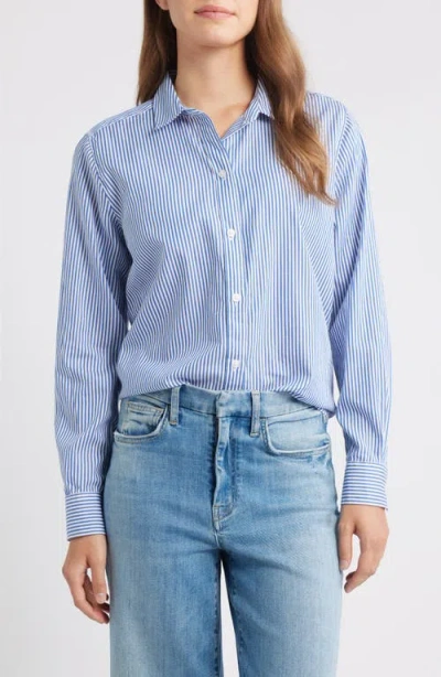 Beachlunchlounge Candy Stripe Cotton Blend Button-up Shirt In Blue