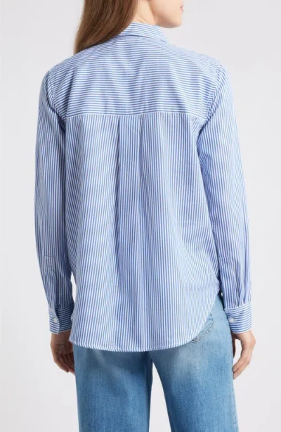 Beachlunchlounge Candy Stripe Cotton Blend Button-up Shirt In Blue