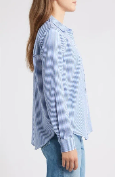 Beachlunchlounge Candy Stripe Cotton Blend Button-up Shirt In Blue