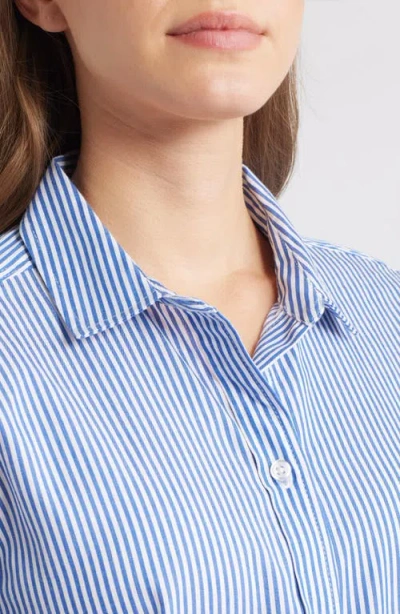 Beachlunchlounge Candy Stripe Cotton Blend Button-up Shirt In Blue