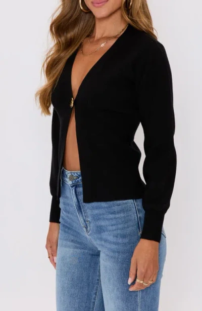 Vici Collection Sonoma Hammered Button Statement Cardigan In Black