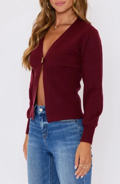 Vici Collection Sonoma Hammered Button Statement Cardigan In Burgundy
