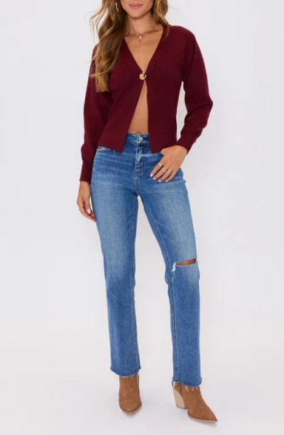 Vici Collection Sonoma Hammered Button Statement Cardigan In Burgundy