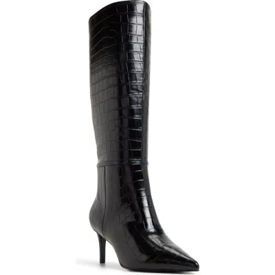 Aldo Heather Knee High Pointy Toe Boots In Black