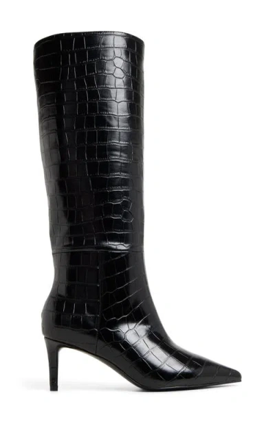 Aldo Heather Knee High Pointy Toe Boots In Black