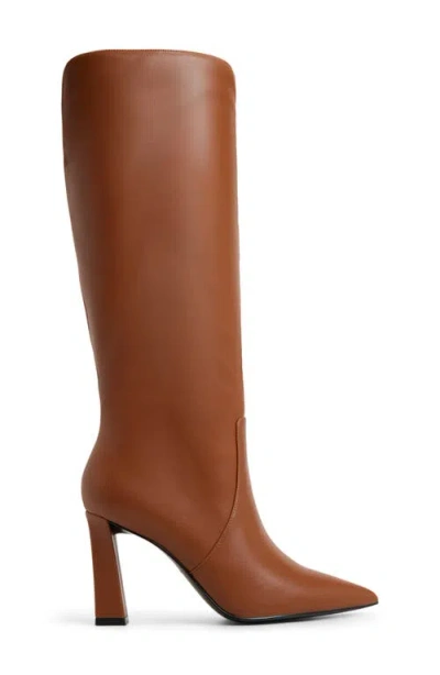 Aldo Nathalee Pointed Toe Knee High Boot In Brown
