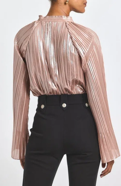 Derek Lam 10 Crosby Claira Pleated Metallic Top In Pink