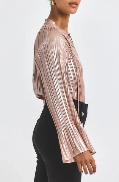 Derek Lam 10 Crosby Claira Pleated Metallic Top In Pink