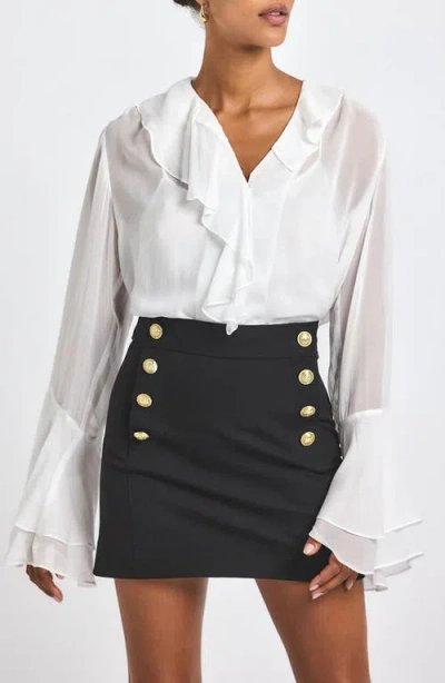 Derek Lam 10 Crosby Reyna Stretch Cotton Twill Sailor Miniskirt In Black