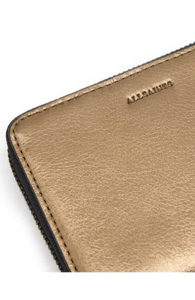 Allsaints Lena Hex Metallic Leather Zip Wallet In Multi