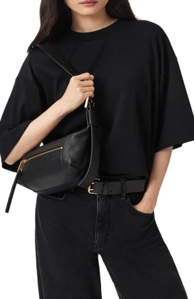 Allsaints Womens Black Vega Mini Leather Shoulder Bag