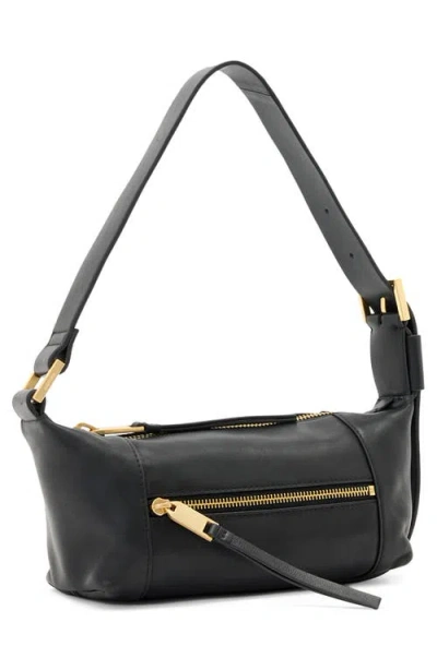 Allsaints Womens Black Vega Mini Leather Shoulder Bag