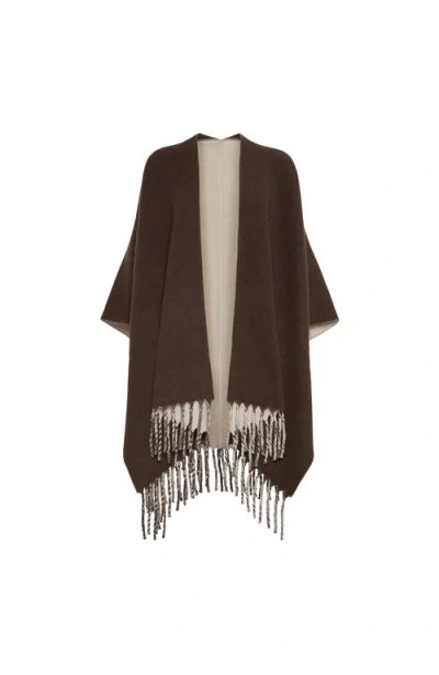 Brunello Cucinelli Fringe-detail Poncho In Brown