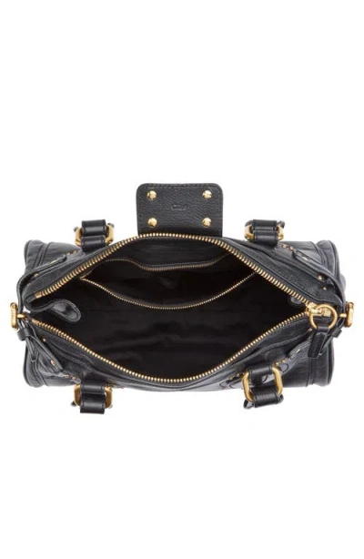 Chloé Structured Shoulder Bag With Padlock And Studs In Black
