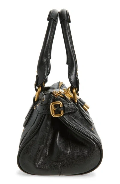 Chloé Structured Shoulder Bag With Padlock And Studs In Black