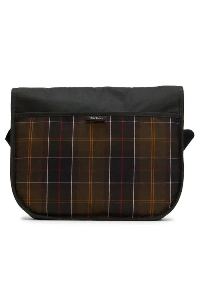 Barbour Field Riever Wax Cotton Crossbody Bag In Black