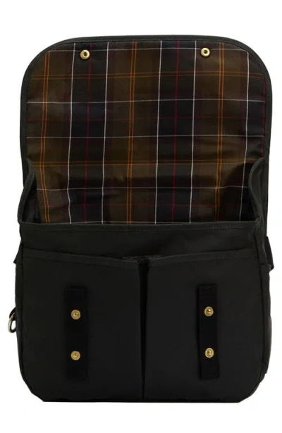 Barbour Field Riever Wax Cotton Crossbody Bag In Black