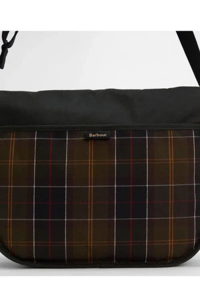 Barbour Field Riever Wax Cotton Crossbody Bag In Black