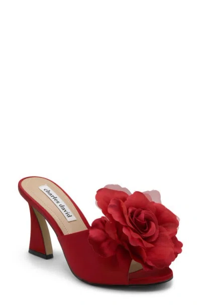 Charles David Kimberly Peep Toe Slide Sandal In Red