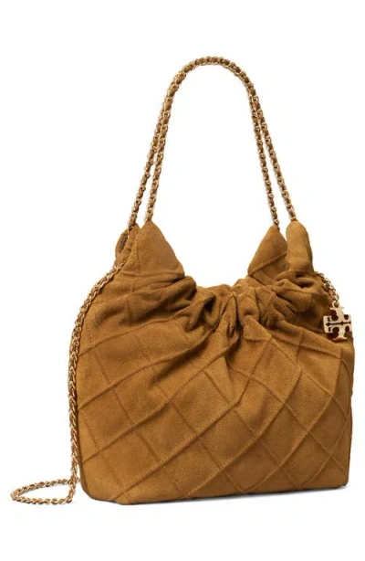 Tory Burch Fleming Suede Mini Crossbody In Brown