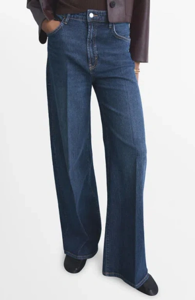 Mango Women's High-waisted Wide-leg Jeans In Blue