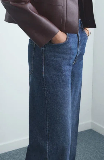 Mango Women's High-waisted Wide-leg Jeans In Blue