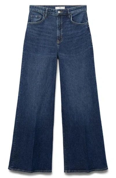 Mango Women's High-waisted Wide-leg Jeans In Blue