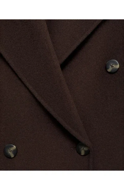 Mango Picarol Double Breasted Wool Blend Coat In Brown
