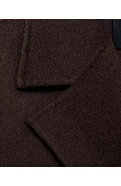 Mango Picarol Double Breasted Wool Blend Coat In Brown
