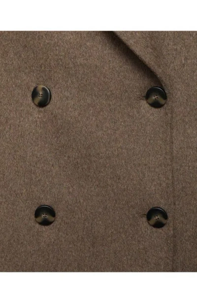 Mango Picarol Double Breasted Wool Blend Coat In Brown
